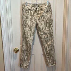 Free People cream colored pants with gray I think. Look the photos
